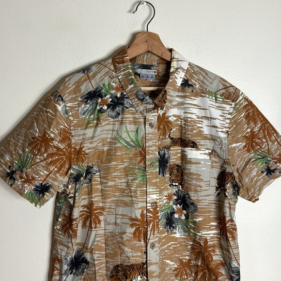 Vtg rusty mens cotton button down tiger all over print casual retro shirt size L - Picture 3 of 12